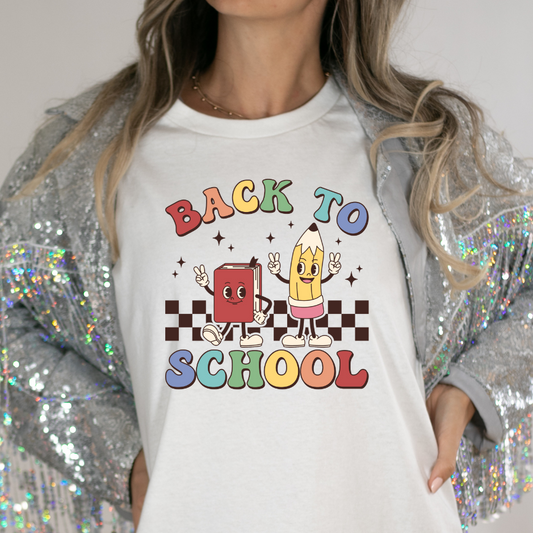 Back To School (Multi Color w/ Book & Pencil) Full Color DTF Transfers