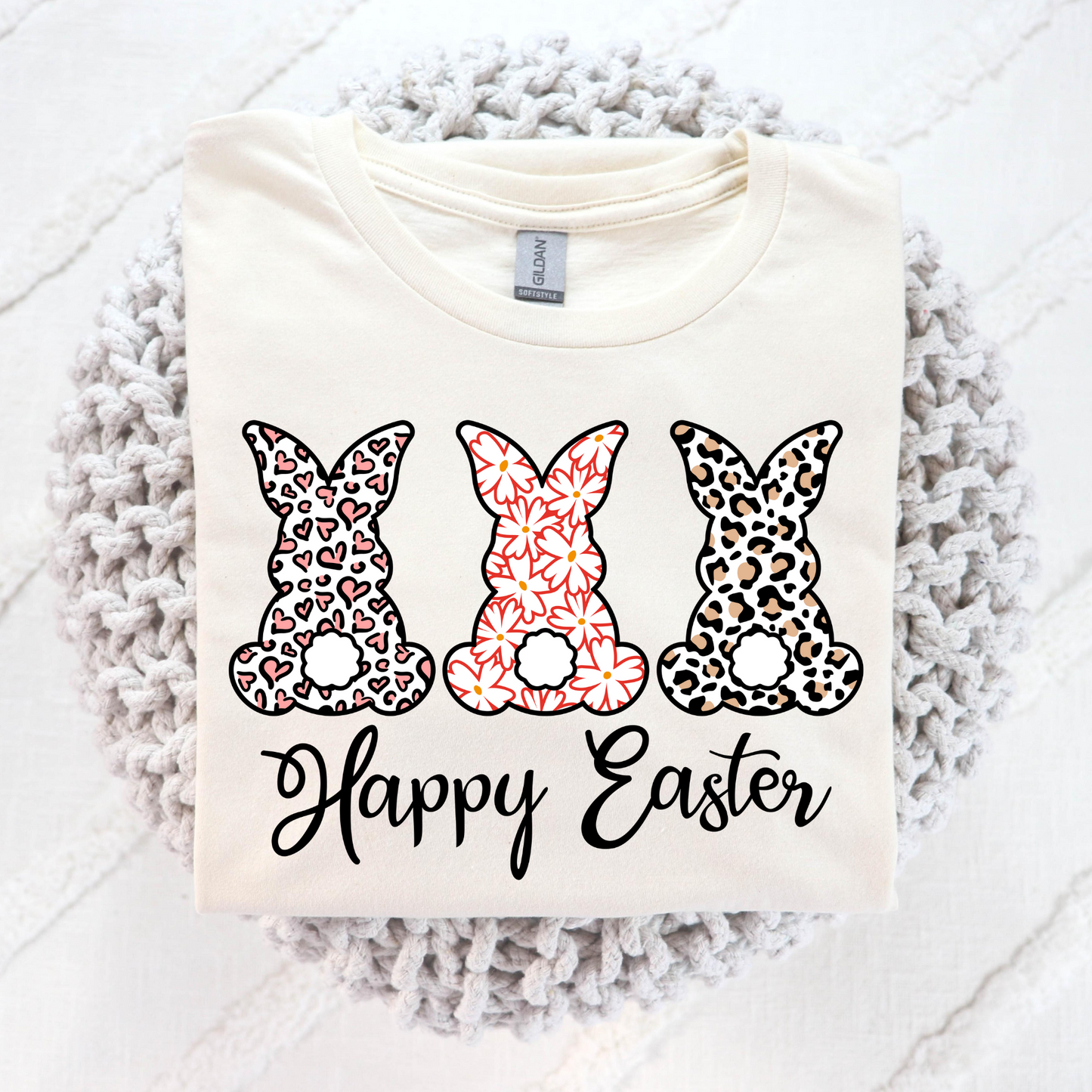 Happy Easter (3 Leopard Bunnies) Full Color DTF Transfer