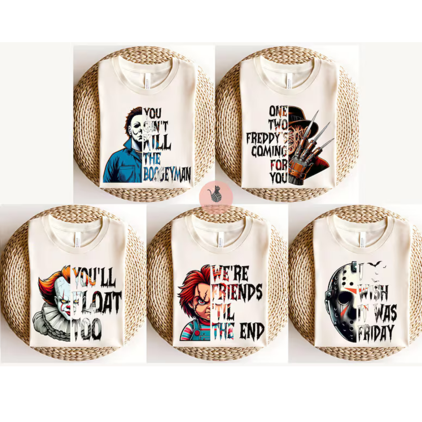 One Two Freddy's Coming For You (Multi Horror Characters) Full Color DTF Transfer