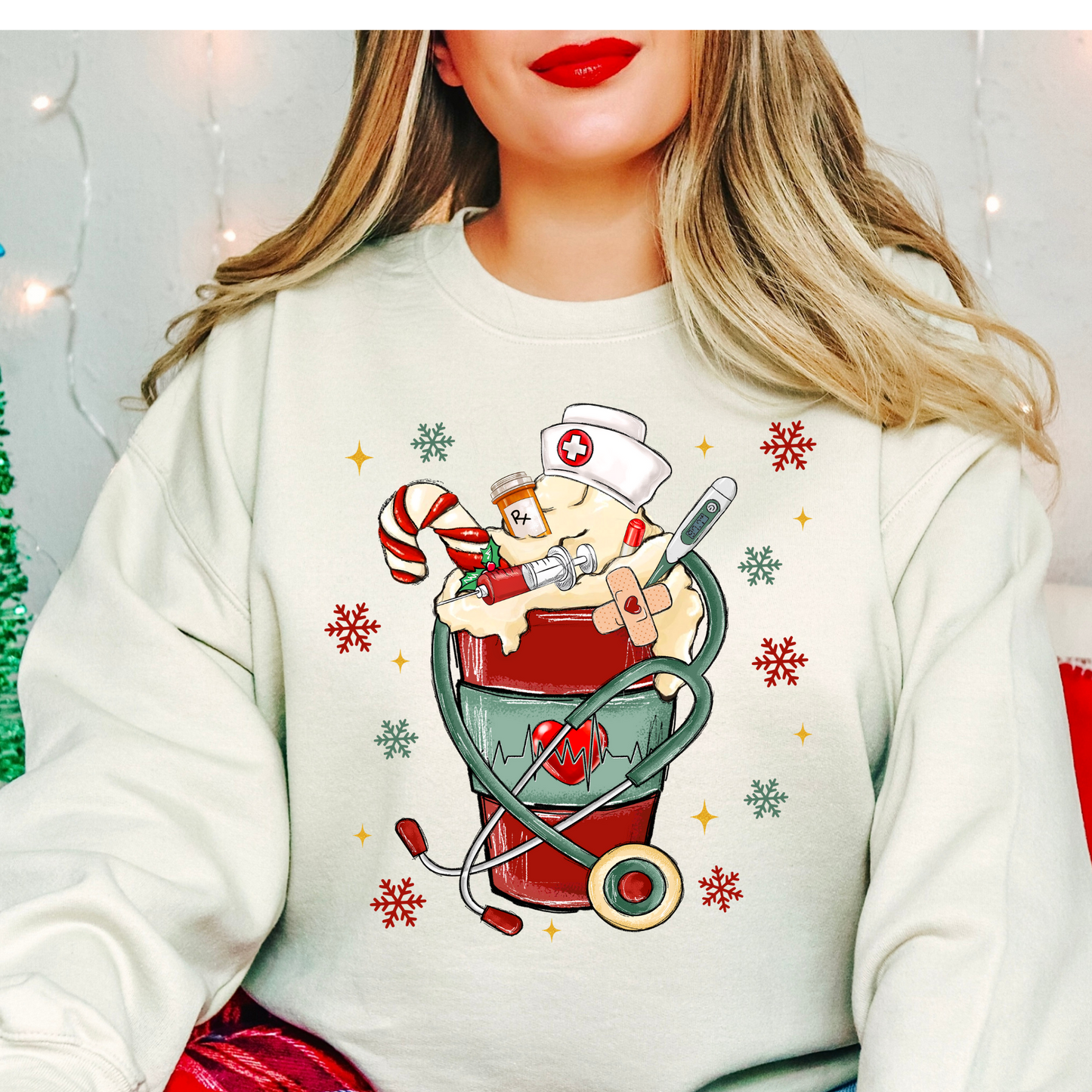 Nurse Christmas Coffee Cup Full Color DTF Transfer