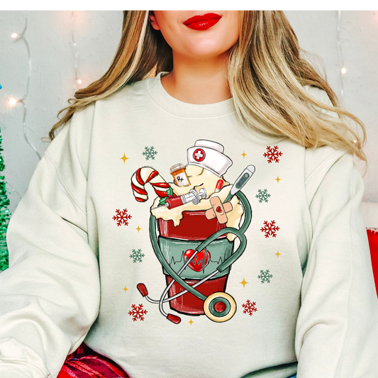 Nurse Christmas Coffee Cup Full Color DTF Transfer