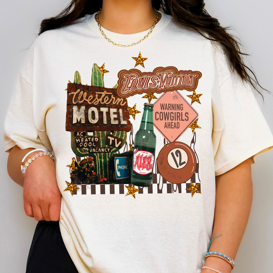 Western Motel Collage Full Color DTF Transfer