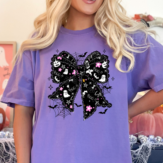 Ghost/Pumpkin Lace Bow Full Color DTF Transfer