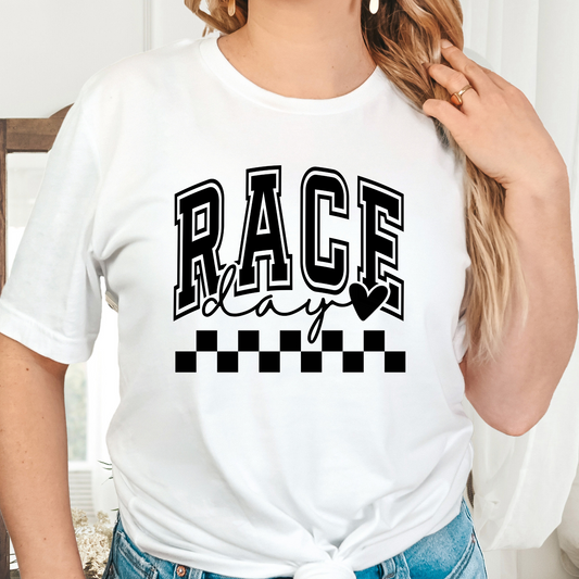 Race Day (Heart/Checkered) Full Color DTF Transfer