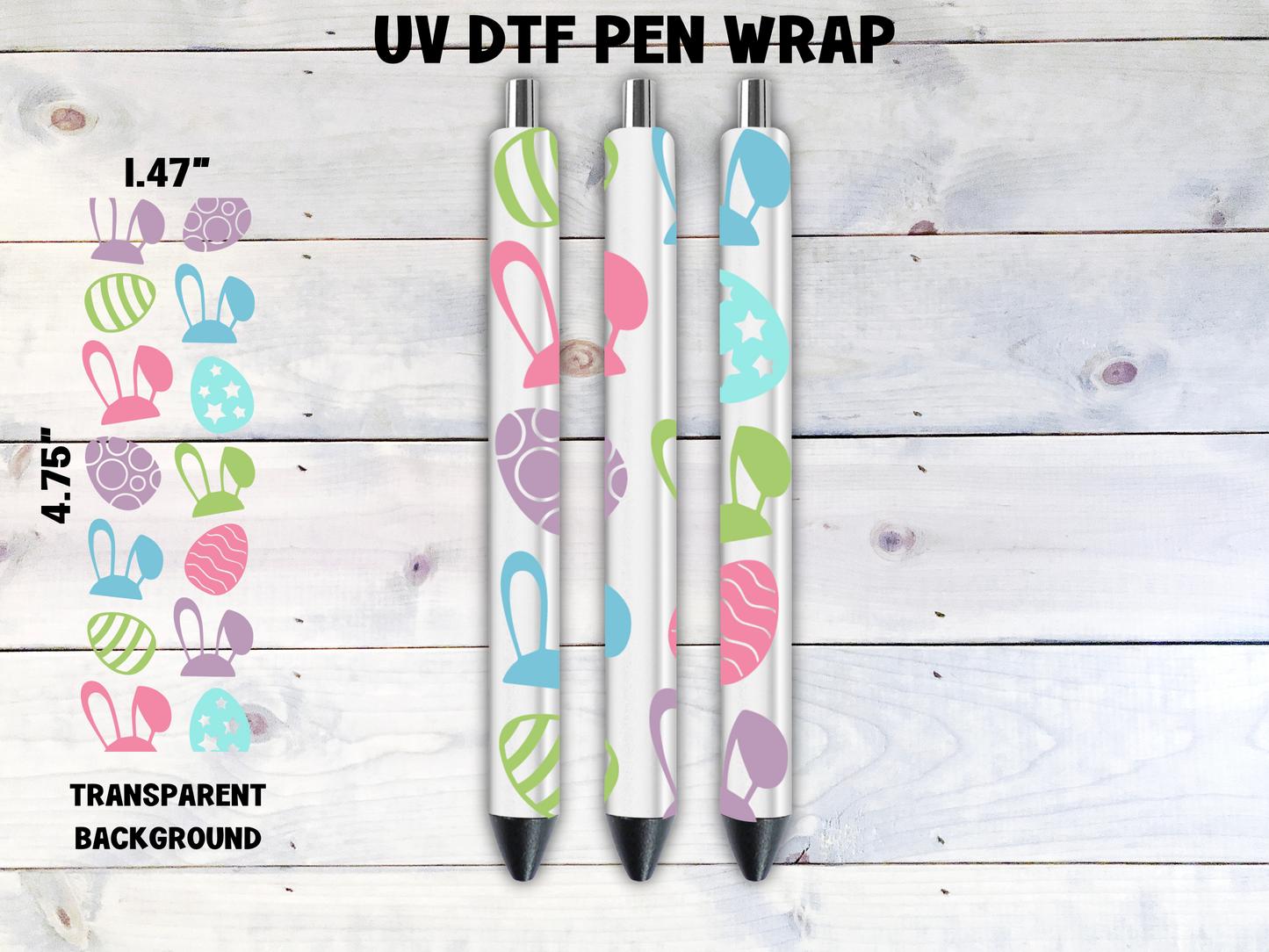 Eggs & Bunny Ears UV DTF Pen Wrap Transfer