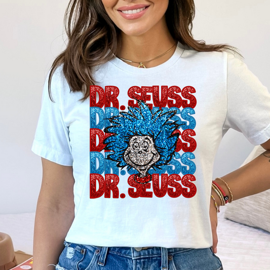 Dr Seuss (Faux Glitter) Full Color DTF Transfer