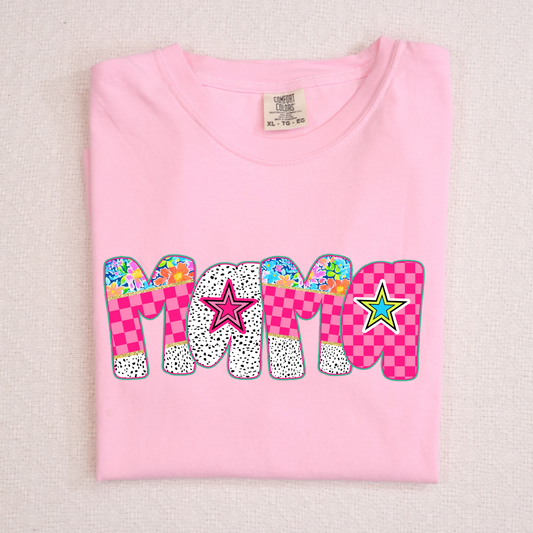 Mama (Pink Checkered Groovy) Full Color DTF Transfer
