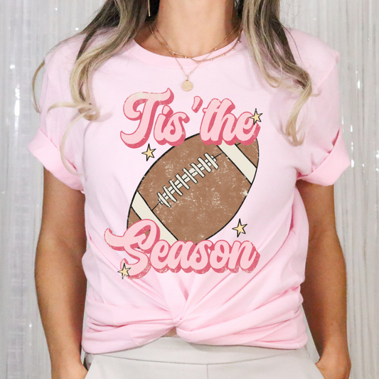 Tis The Season (Pink) Football Full Color DTF Transfer