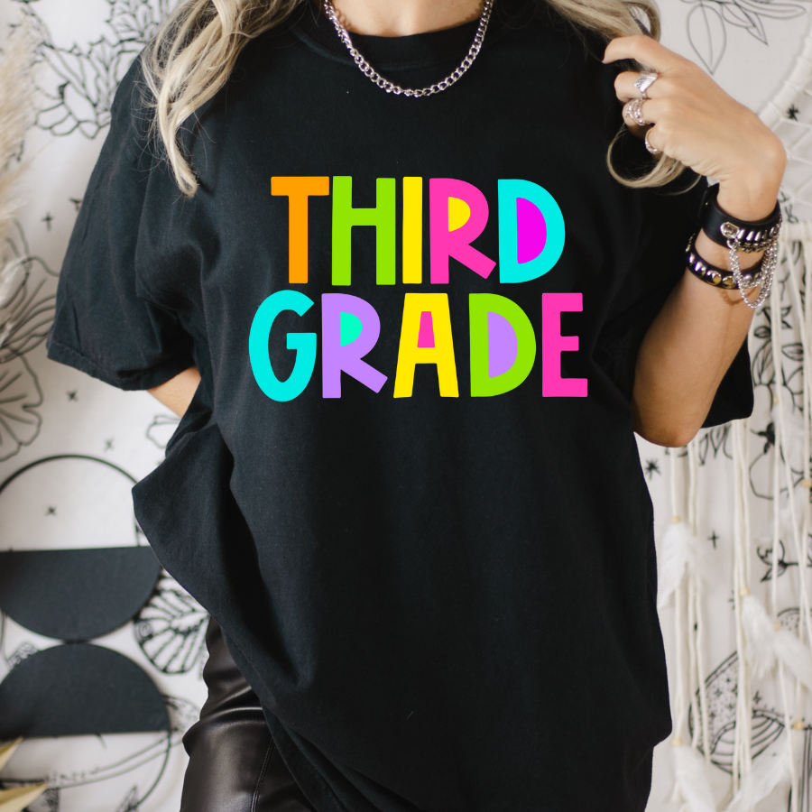 Grade School (MULTI GRADE OPTIONS) Neon Alpha Full Color DTF Transfer