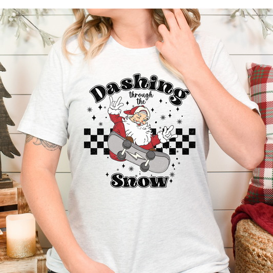 Dashing Through The Snow (Skate Boarding Santa) Full Color DTF Transfer