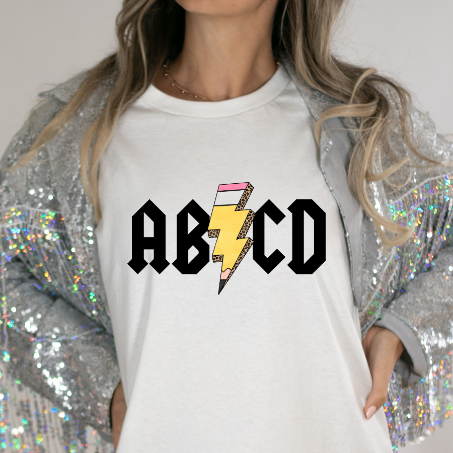 ABCD Pencil Lightening Bolt Full Color DTF Transfers