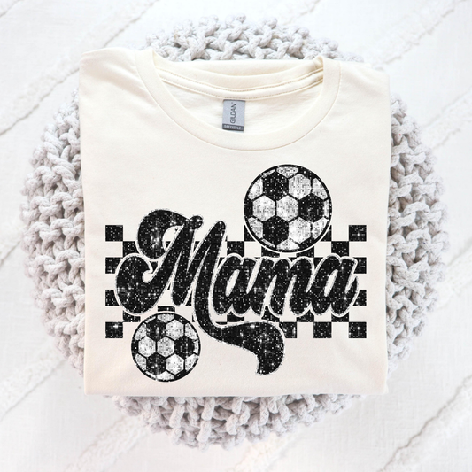 Mama Faux Sequin Soccer Full Color DTF Transfer