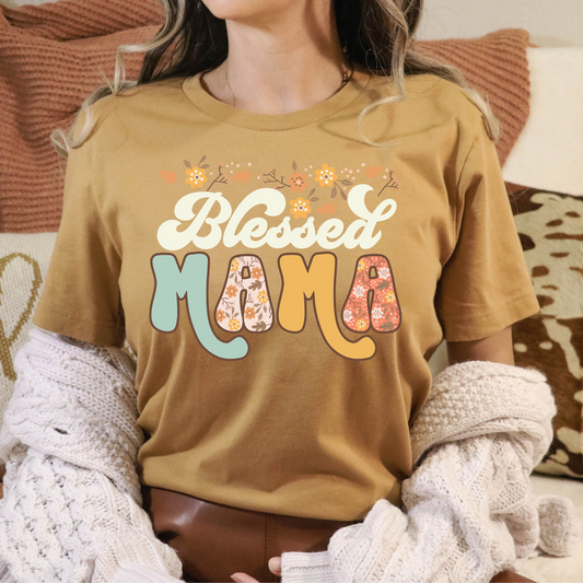 Blessed Mama (Floral Accents) Full Color DTF Transfer