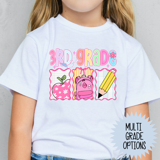Grade w/3 School Pic Boxes (MULTI GRADE OPTIONS) Full Color DTF Transfer