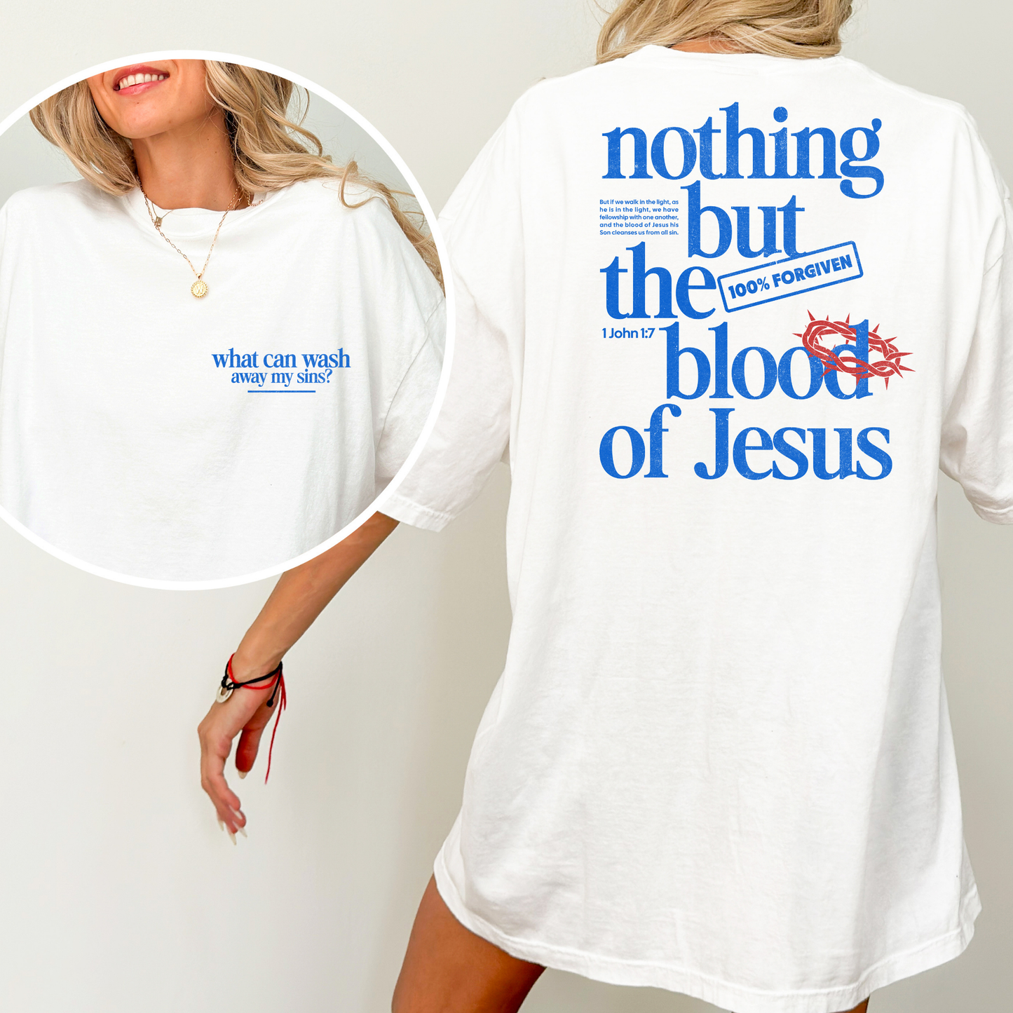 What Can Wash Away My Sins - Nothing But The Blood of Jesus Full Color DTF Transfer