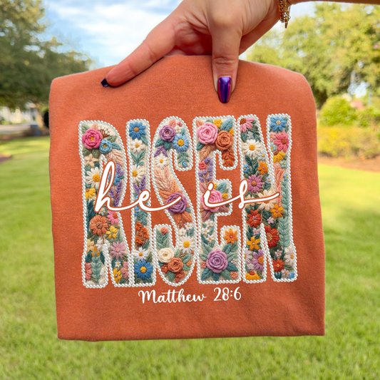 Floral He Is Risen Full Color DTF Transfer