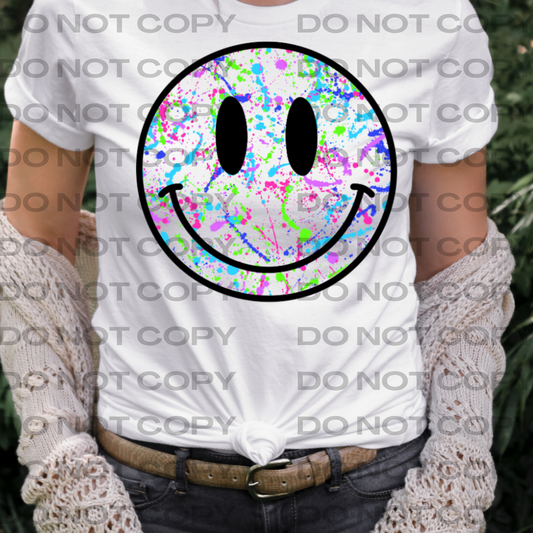Paint Splatter Smiley Face Full Color DTF Transfer