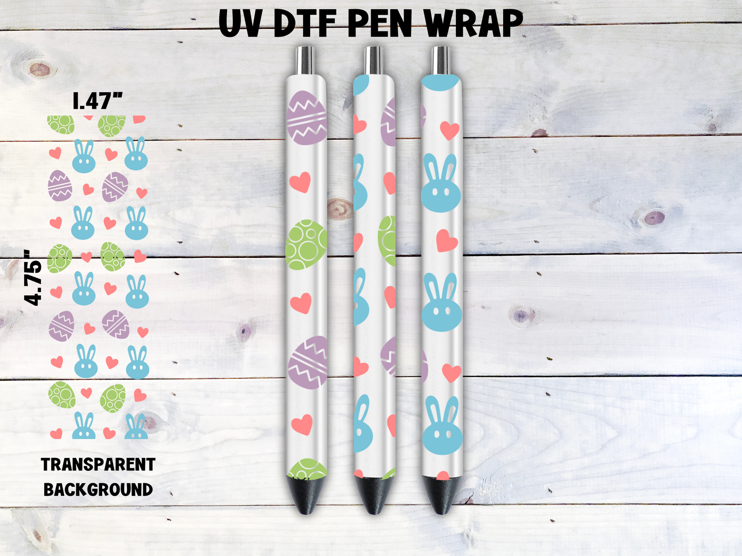 Eggs & Bunny Head UV DTF Pen Wrap Transfer