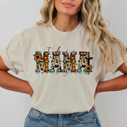 This Mama Loves Jesus Full Color DTF Transfer