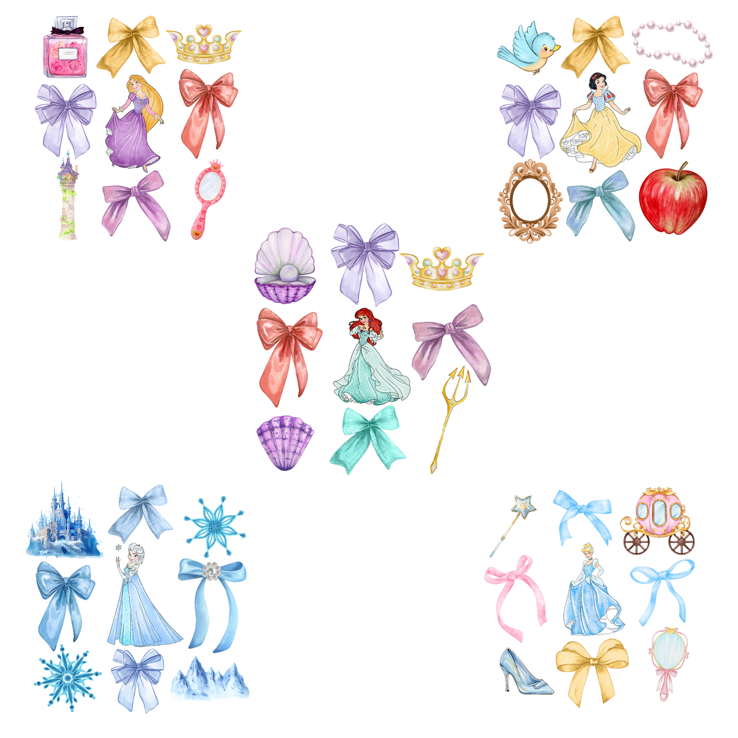 Princess Collage (Multi Princess Options) Full Color DTF Transfer