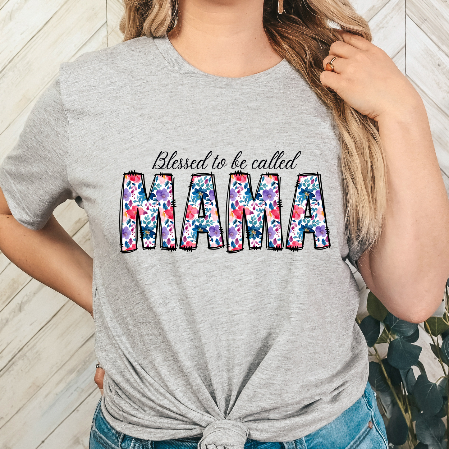 Blessed To Be Called Mama (Purple Floral - CUSTOMIZABLE) Full Color DTF Transfer