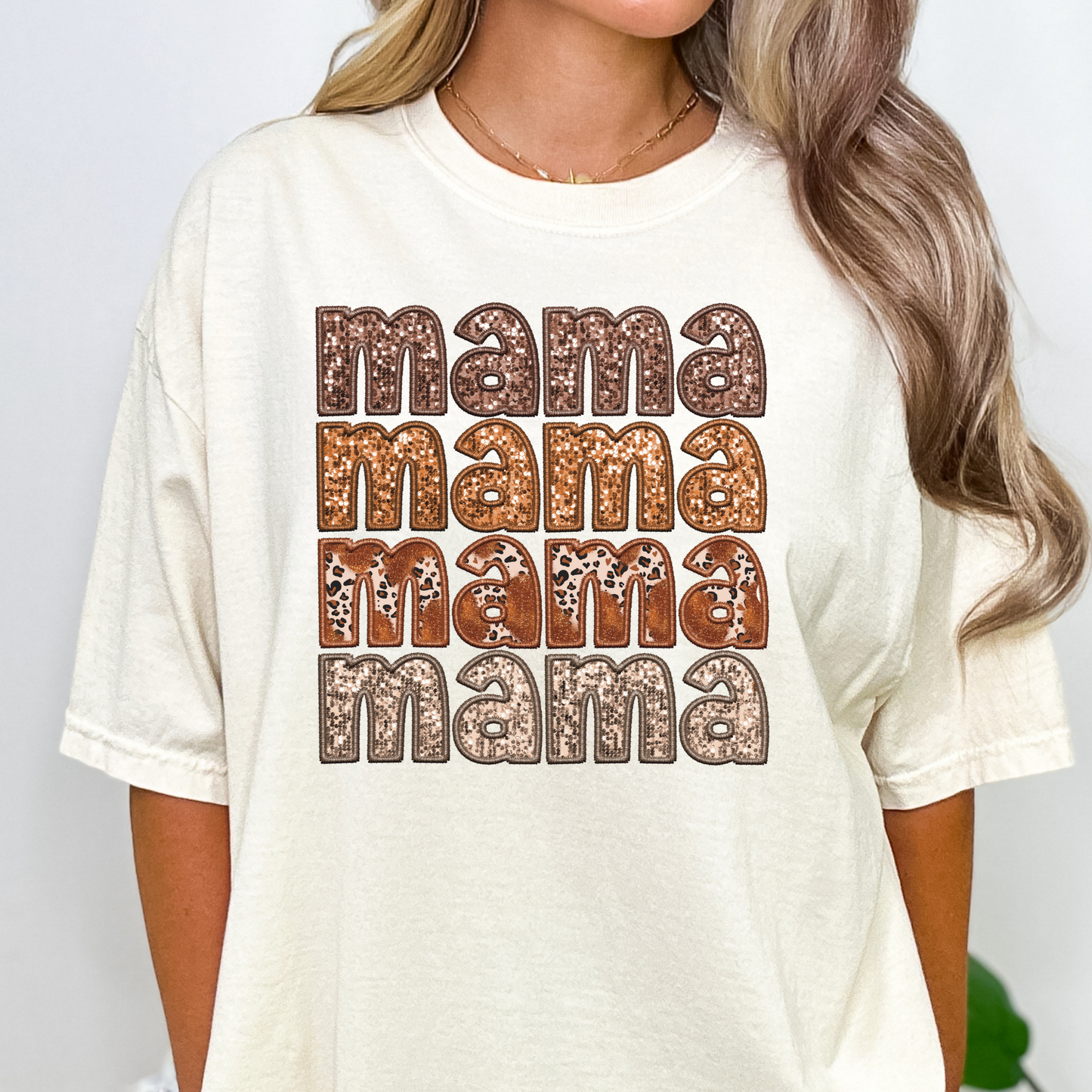 Mama Repeat (Faux Sequin) Full Color DTF Transfer