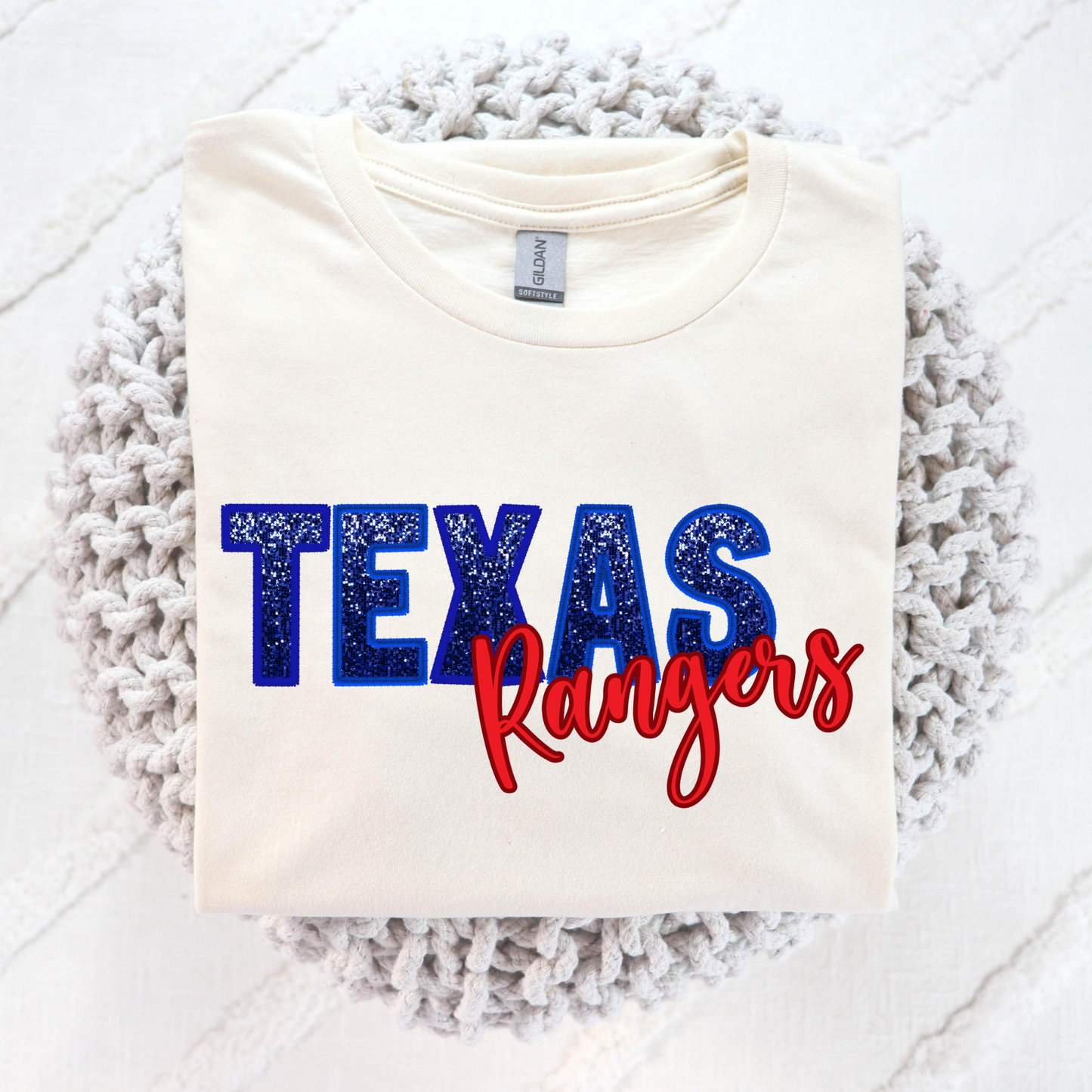 Texas (Faux Glitter) Baseball Full Color DTF Transfer