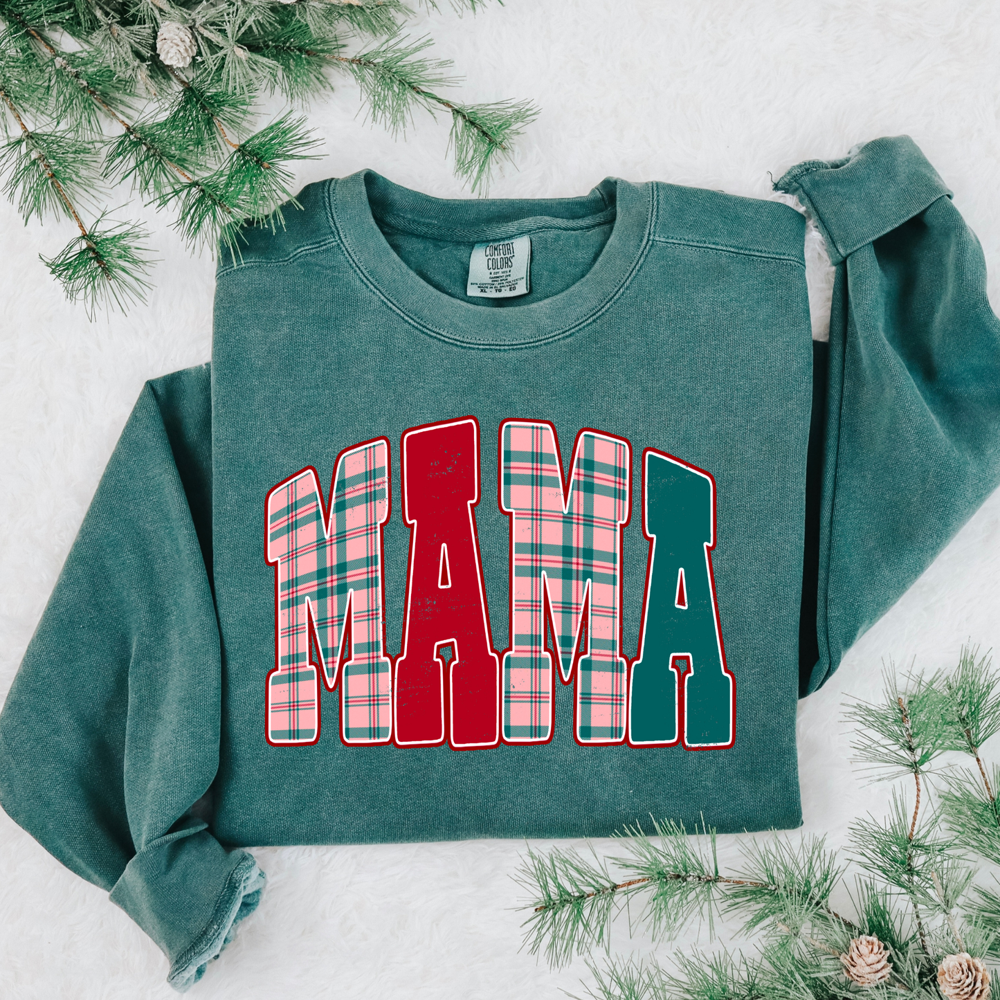 Mama (Plaid w/Red & Green) Full Color DTF Transfer