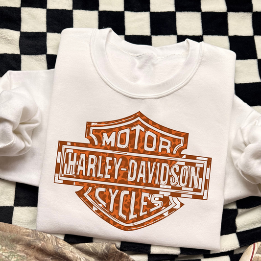 Leopard/Checkered Harley Davidson Full Color DTF Transfer