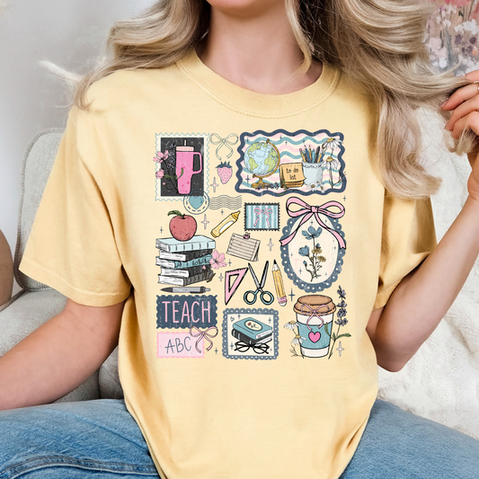 Teacher Doodle Stamps Full Color DTF Transfer