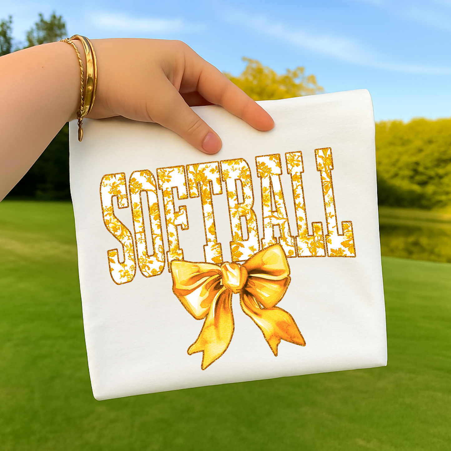 SoftBall With Bow Full Color DTF Transfer
