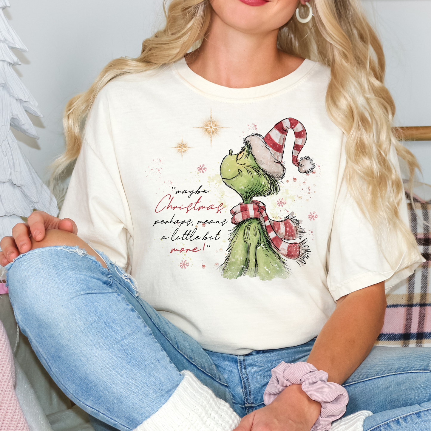 Maybe Christmas Perhaps Means a Little Bit More (Grinch Looking At Star) Full Color DTF Transfer