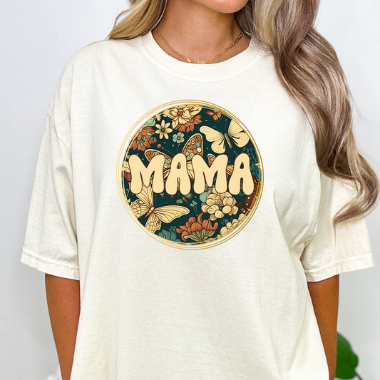 Mama (Green Floral Background) Full Color DTF Transfer