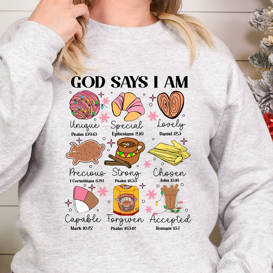 God Says I Am Hispanic Pastries Full Color DTF Transfer