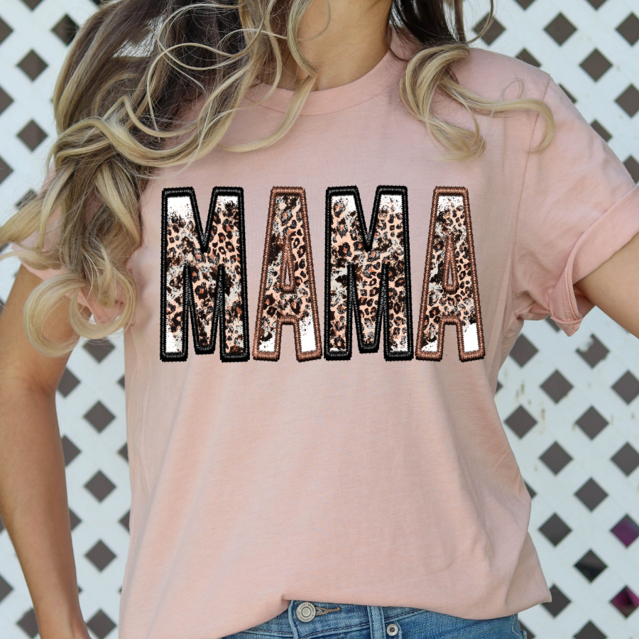 Leopard Mama Faux Embroidery Full Color DTF Transfers