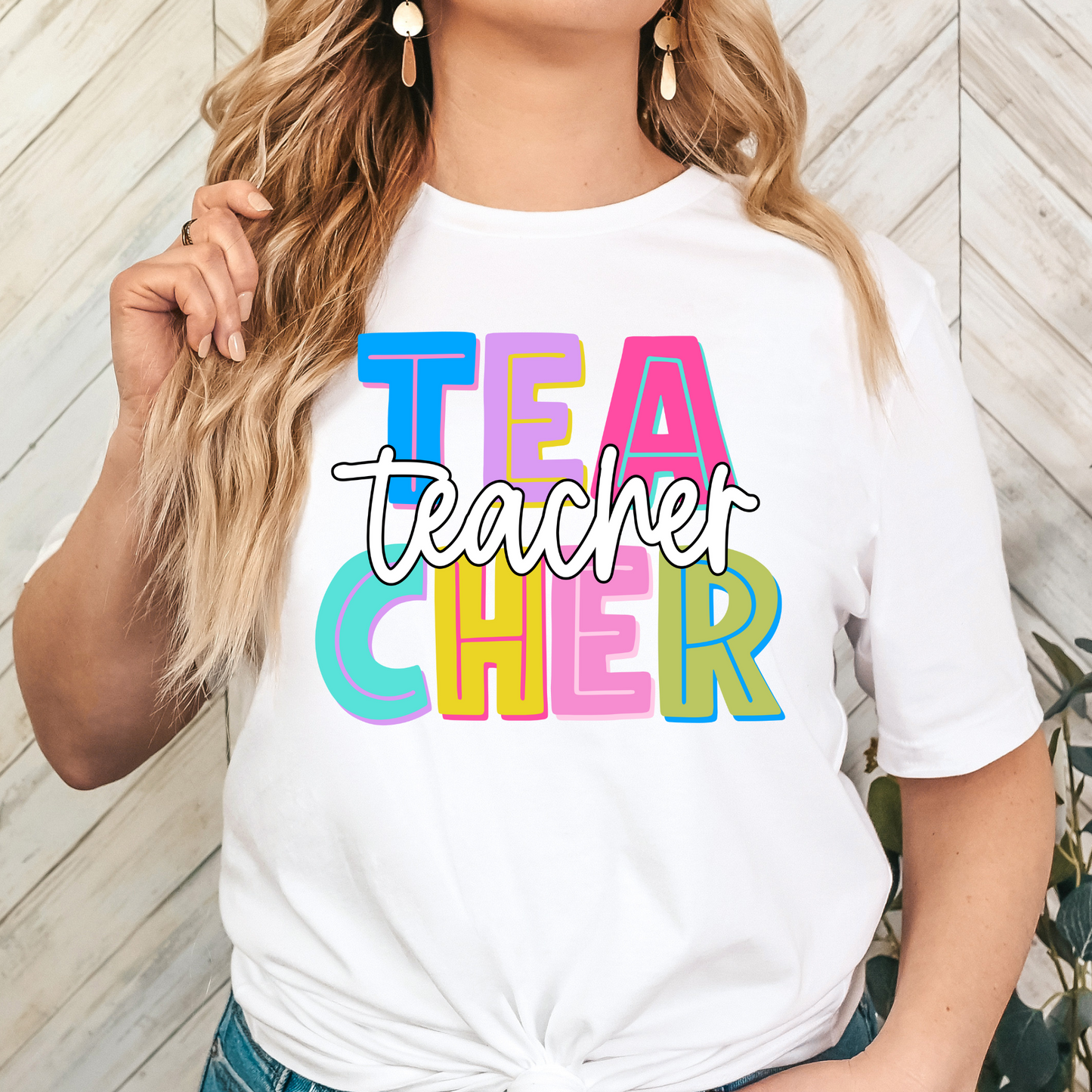 Teacher Stacked (Bright Colors) Full Color DTF Transfers