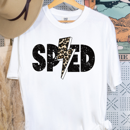 SPED Leopard Lightening Bolt Special Education Full Color DTF Transfer