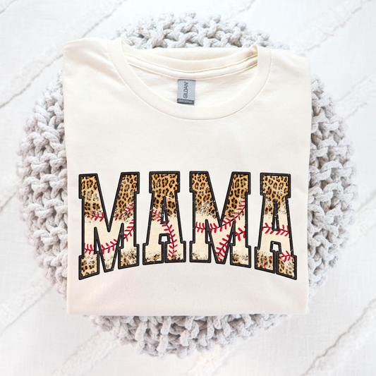 Mama (Leopard/Baseball Seam) Full Color DTF Transfer