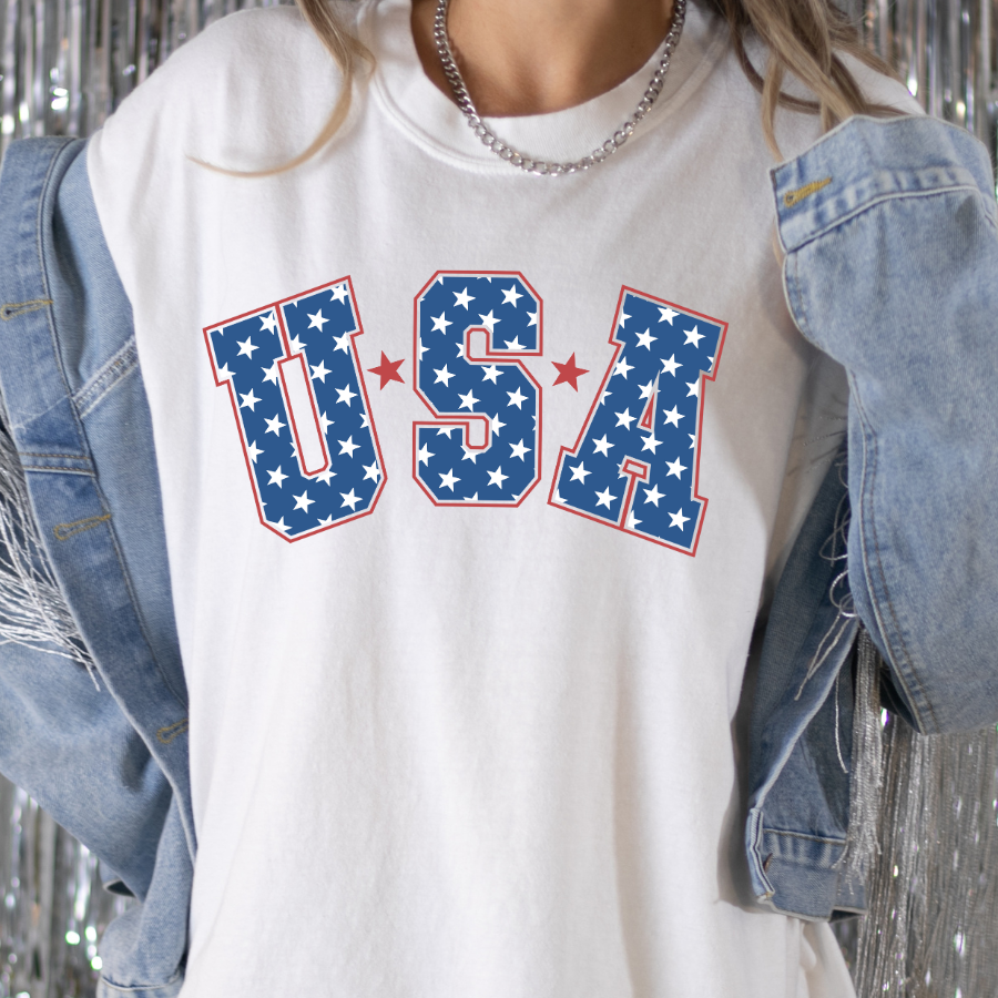 USA (Red White and Blue w/Stars) Full Color DTF Transfer