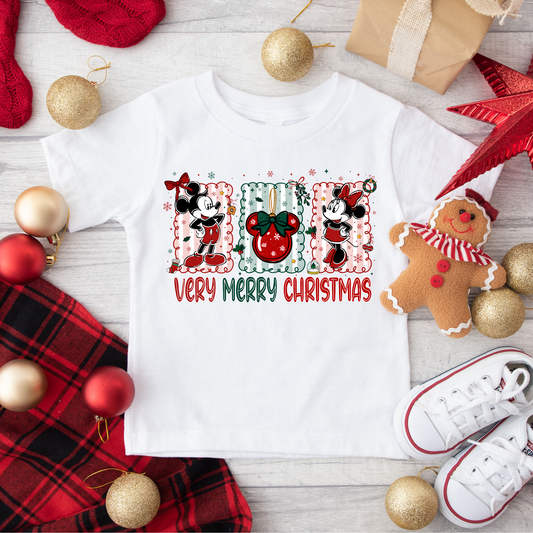 Very Merry Christmas Mickey/Minnie Full Color DTF Transfer