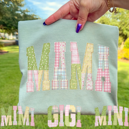 Easter Patchwork Mama (Mimi - Gigi - Mini Option) Full Color DTF Transfer