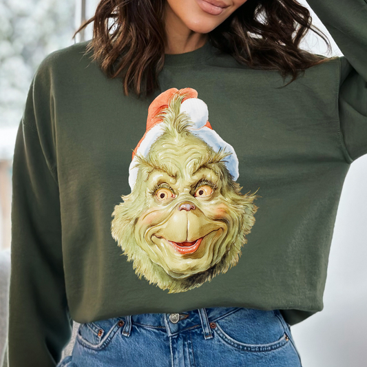 Grinch Head Full Color DTF Transfer