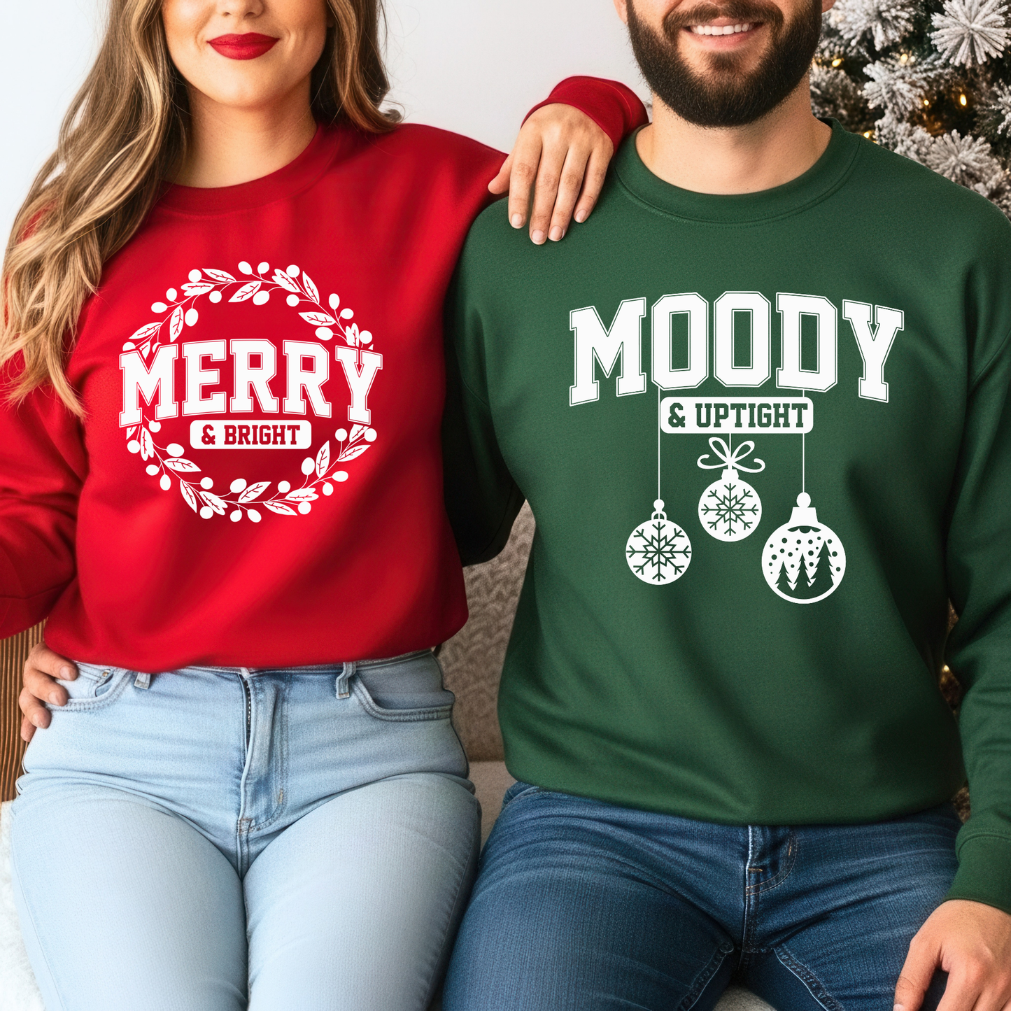 Merry & Bright - Moody & Uptight (Couples Christmas) Full Color DTF Transfer