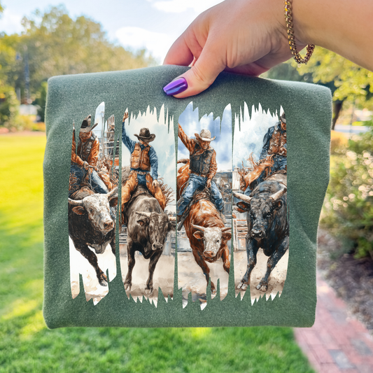 Brush Stroke Bull Rider Full Color DTF Transfer