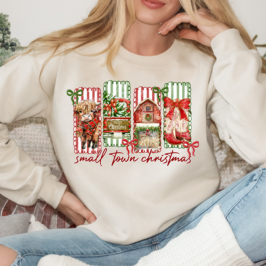 Small Town Christmas (Heifer/Red Truck/Barn/Boots) Full Color DTF Transfer