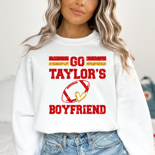 Go Taylors Boyfriend (Chiefs- Faux Glitter) Full Color DTF Transfer