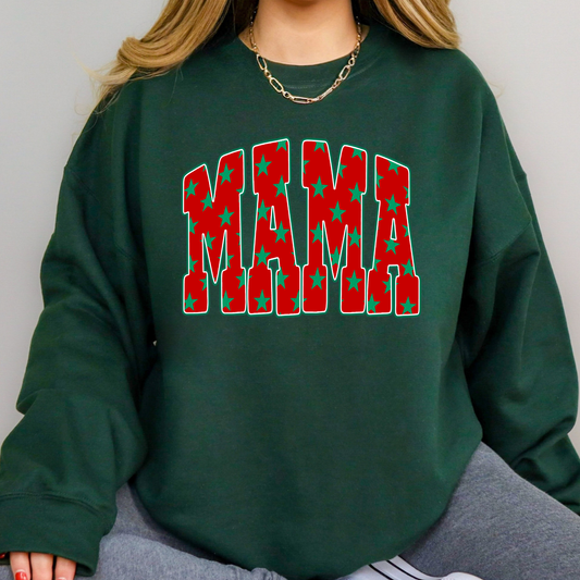 Mama (Red w/Green Stars) Full Color DTF Transfer