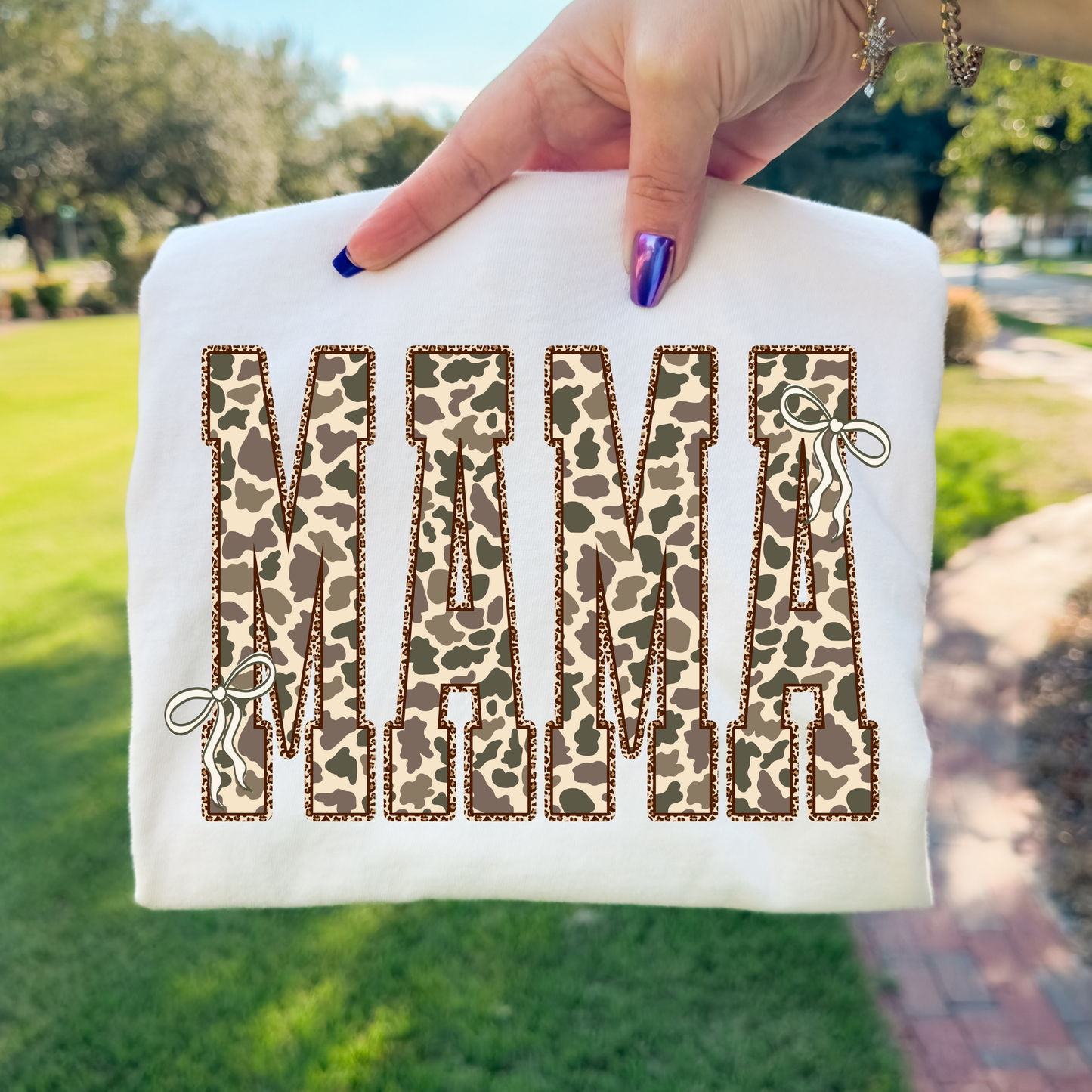 Camo Bow Mama Full Color DTF Transfer
