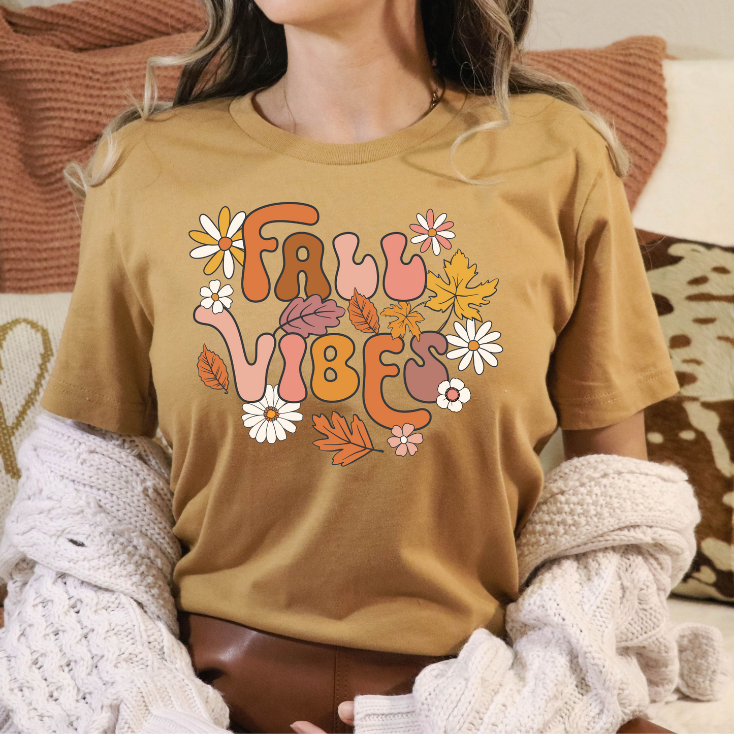 Fall Vibes (Retro Leaves) Full Color DTF Transfer