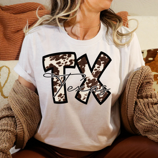 Cowhide TX Texas Full Color DTF Transfer